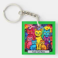 [Whimsical Cats] Colorful Pop Art Personal Photo  Keychain
