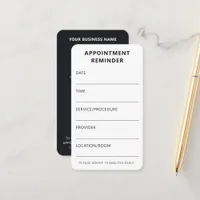 Professional Modern Minimalist Black & White Appointment Card