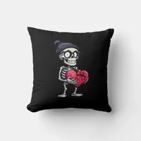Funny Skeleton Men Women Skeleton Heart Valentines Throw Pillow