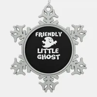 Little Boo Halloween Print  Snowflake Pewter Christmas Ornament