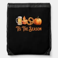 Tis The Season Pumpkin Beer Pretzel Fall Funny Okt Drawstring Bag