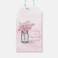 MASON JAR WATERCOLOR PINK SWEET PEAS GIFT TAGS