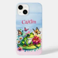 Personalized Frog, Flowers and Butterflies Case-Mate iPhone 14 Case