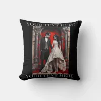 Goth Wedding Couple Leaving the Church Throw Pillow