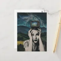 Retro Shocking Television Woman surreal Postcard
