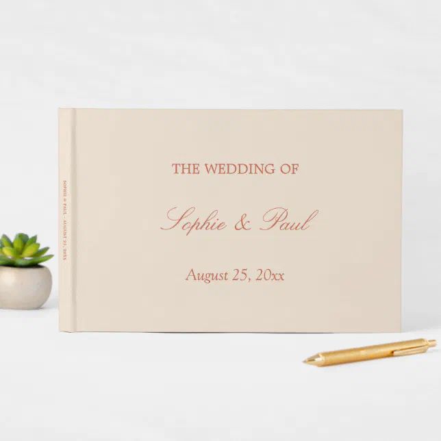 Elegant Terracotta Script Wedding Guest Book