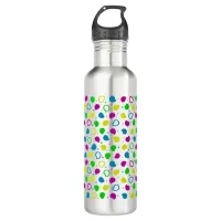 Colorful neon dots and shapes retro pattern stainless steel water bottle