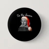 Vintage Christmas Santa Hat Funny Tis Season Button
