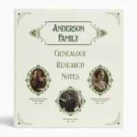 Custom Photo Vintage Style Genealogy Research  3 Ring Binder