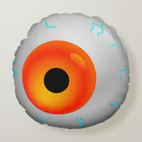 Orange Bloodshot Eye Zombie Halloween Round Round Pillow