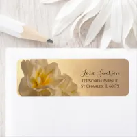 White Double Daffodils Return Address Label