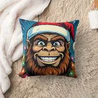 Funny Christmas Bigfoot   Throw Pillow
