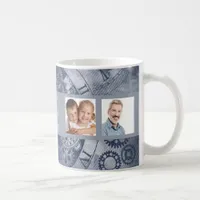 Father photo collage blue steampunk coffee mug