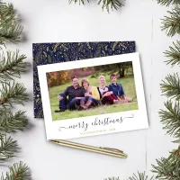 BUDGET Navy Blue Gold Script Christmas Photo