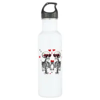 Skeleton Heart Hands Trending Modern Aesthetic Stainless Steel Water Bottle