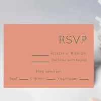 Simple Peach & Green Mid Century Modern Wedding RSVP Card