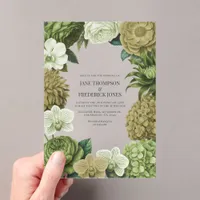 Moss Green, Fern Mist & Pale Pistachio Wedding Acrylic Invitations
