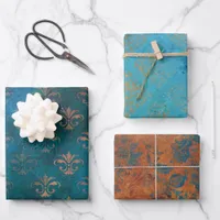 Grunge Copper Patina and Turquoise Wrapping Paper Sheets