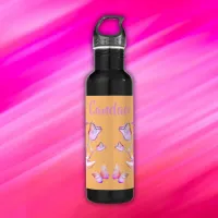 Pretty Pink- Moon, Butterfly, Floral - Monogram | Stainless Steel Water Bottle