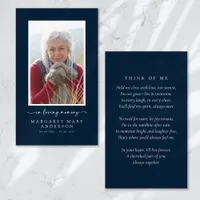 Navy Blue Photo Memorial Prayer Card