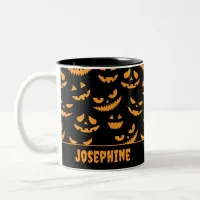 Happy Halloween Creepy Pumpkin Faces Two-Tone Coffee Mug