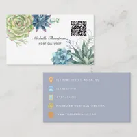 Watercolor Desert Cactus Succulents QR Code Business Card