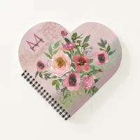 Pink floral Gradient Heart-Shaped Notebook