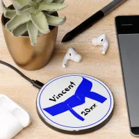 Martial Arts Light Blue Belt Rank Wireless Charger