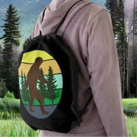 Sasquatch Believer | Vintage Sunset Bigfoot   Drawstring Bag