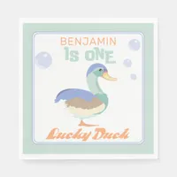 One Lucky Duck &  Bubbles First Birthday Pastel  Napkins