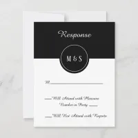 Classic Black and White Wedding RSVP Card