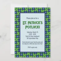 Abstract Geometric Four-Leaf Clover St. Patrick's Invitation