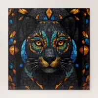 Large Black Cat Mosaic stained Glass effect  Jigsaw Puzzle