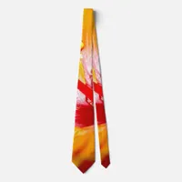Orange Hibiscus Side View Neck Tie