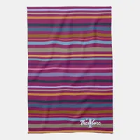 Monogrammed Dark Stripes Hippie Boho Multicolor Kitchen Towel