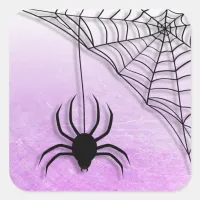 Spider Web Halloween Black and Purple Stickers