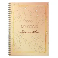 Vison goals gold bubbles monogram notebook
