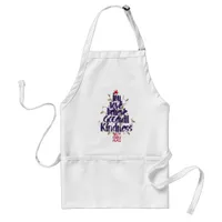 Modern Blue Hand Lettered Christmas Tree Adult Apron