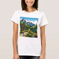 Girl with Backpack Hiking a Nature Trail T-Shirt