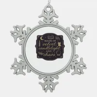 Whimsigoth Fantasy Mystical Forests, Moons & Magic Snowflake Pewter Christmas Ornament