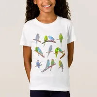 Lots of colorful parakeets - cute little birds  T-Shirt