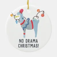 Llama themed Christmas Family Photo Ceramic Ornament