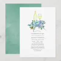 Mint and Blue Boho Wine themed Celebration of Life Invitation