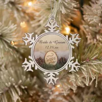 Rustic Pines Woods Wedding Snowflake Pewter Christmas Ornament