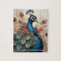 Beautiful Cute Boho peacock bird Jigsaw Puzzle
