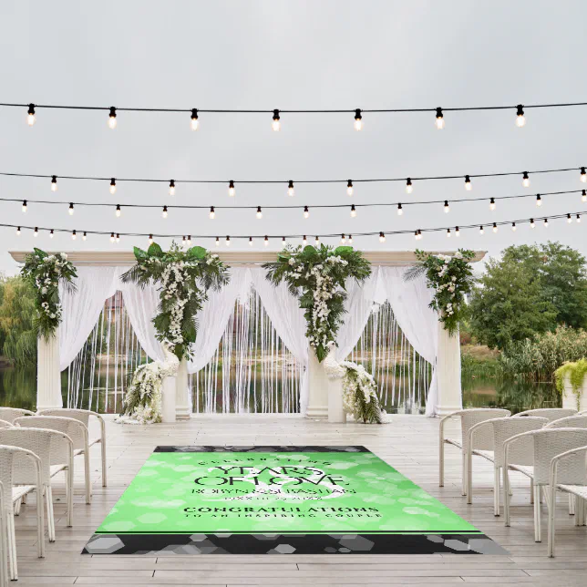 Elegant 38th Emerald Wedding Anniversary Outdoor Rug