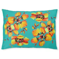 Elegant Orange Flowers - Aqua Pet Bed