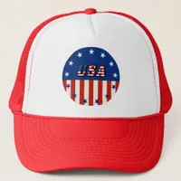 USA - American Flag and Stars in Circle Trucker Hat