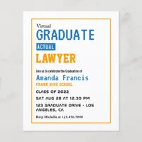 Orange & Blue Virtual Graduation Photo Invitation Flyer