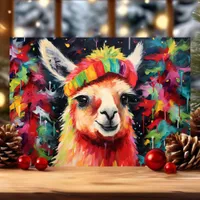 Festive Llama Colorful Christmas Holiday Card